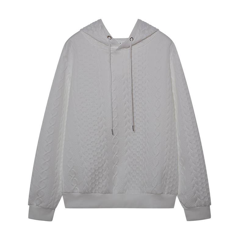 JACQUARD HOODIE LACE-UP LONG-SLEEVED LOOSE HOODIE