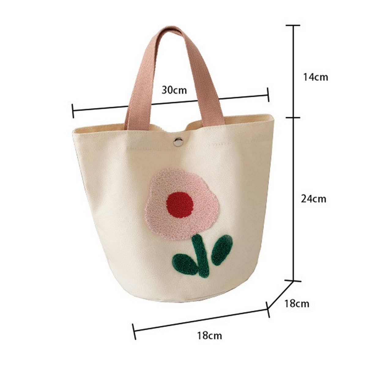 Embroidered Canvas Lunch Tote Bag for Women_CWAB5596