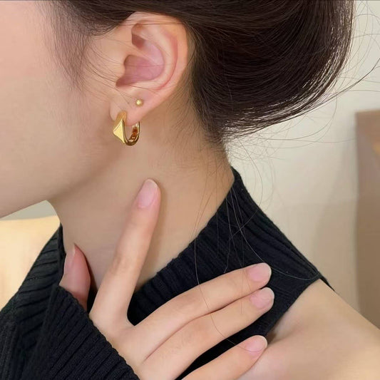 SMALL LUXURY SIMPLE GOLD TEXTURE HIGH-END EARRINGS_CWAJE3143