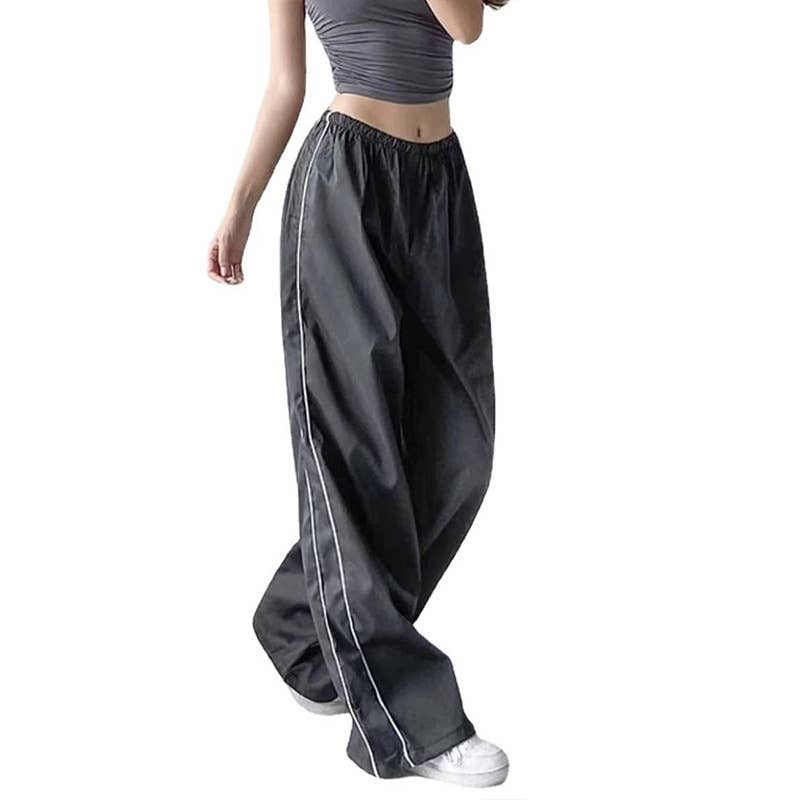 Side-drawstring casual elastic waist long pants
