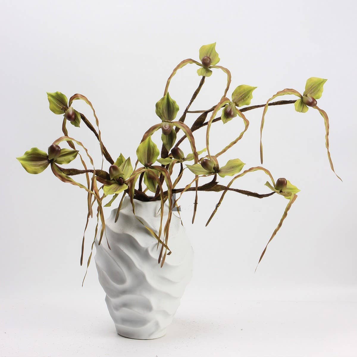 Artificial 3-Head Leafless Slipper Orchid Stem_CWMM6519