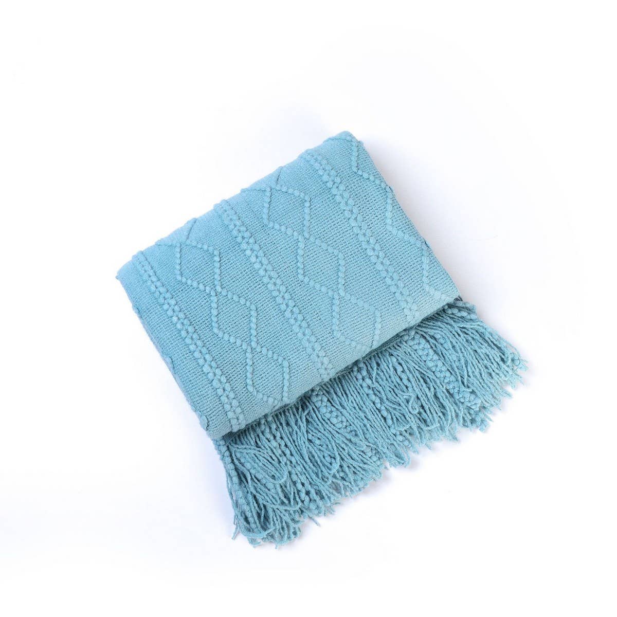 KNITTED WARM BLANKET WITH TASSELS