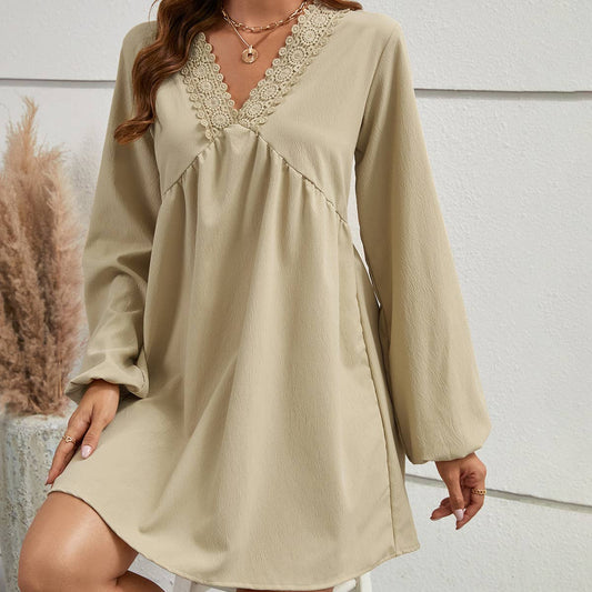 Ruffled solid color dress