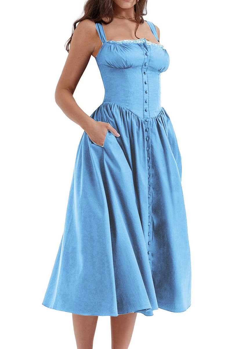 CWDMD5945_FLORAL OR SOLID STRAPLESS SLEEVE MAXI CAMI DRESS