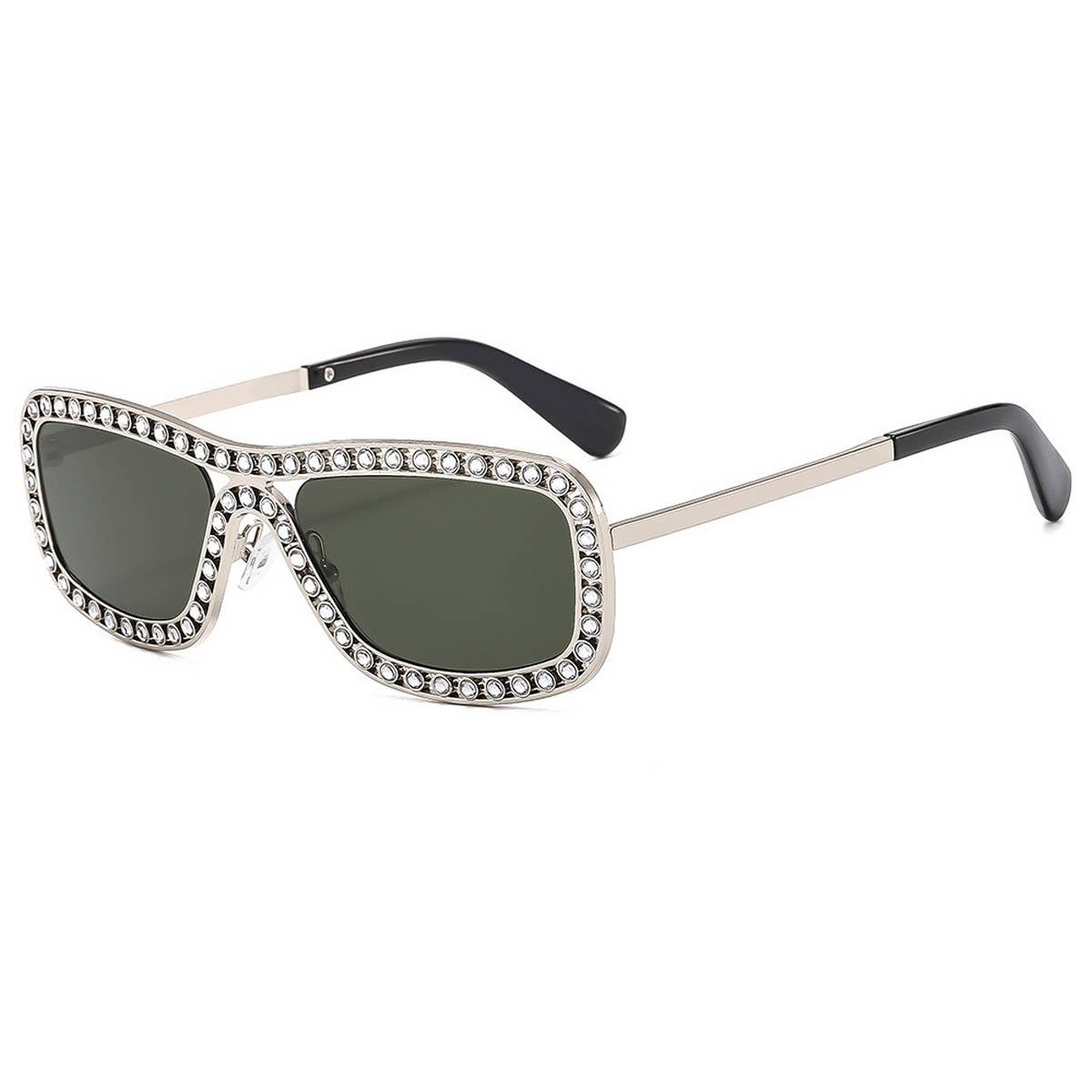 Modern Luxe Rhinestone Metal Sunglasses for Women