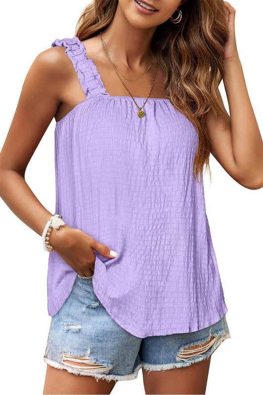 SOLID COLOR CAMISOLE TOP WITH PIT-STRIPED ELASTIC