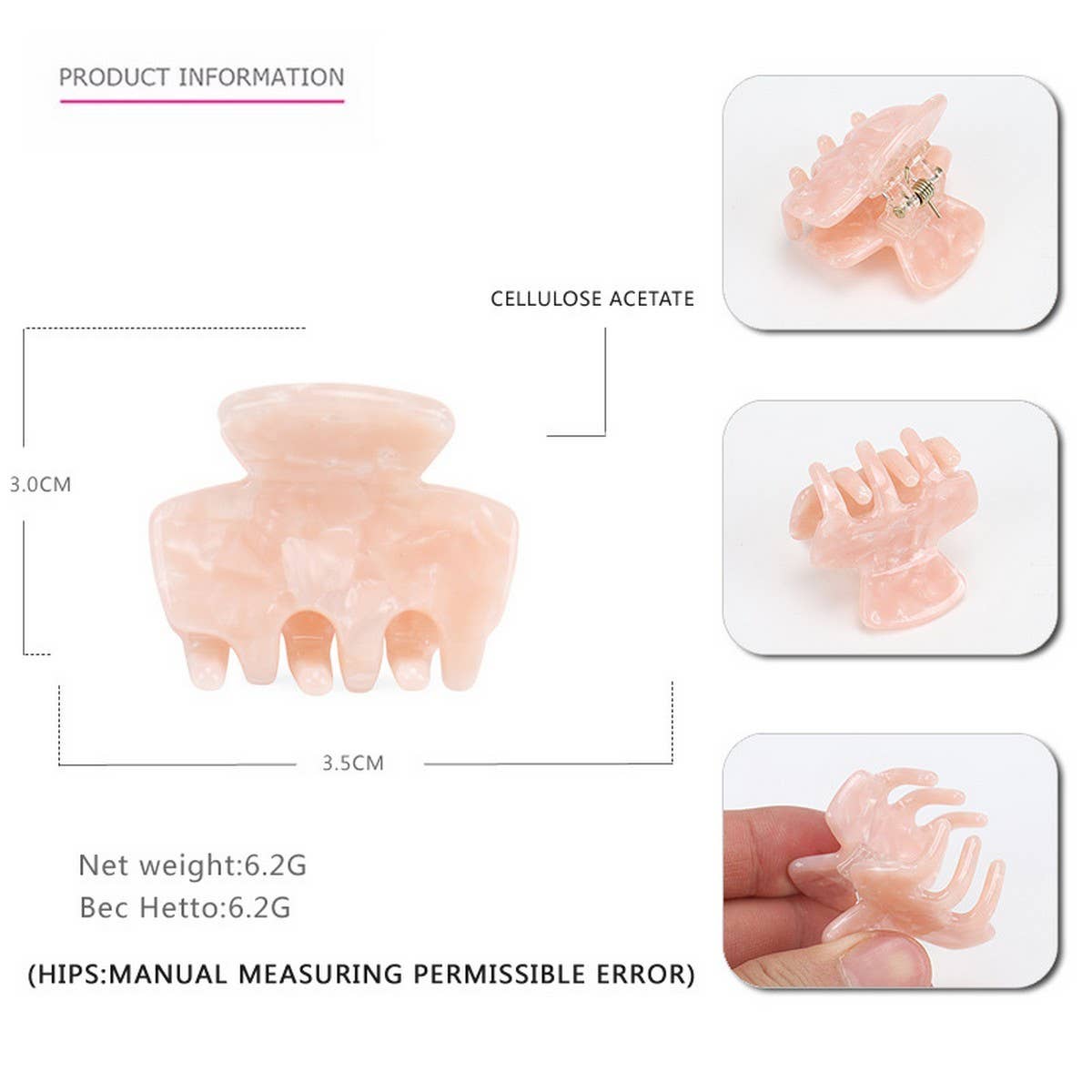 Mini Geometric Acetate Hair Claw, Simple Bang Clip