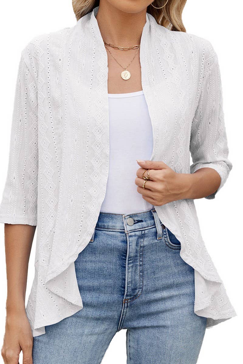 CWOCAS0060_SUMMER LOOSE MID SLEEVE BUTTON SHIRT DRESS