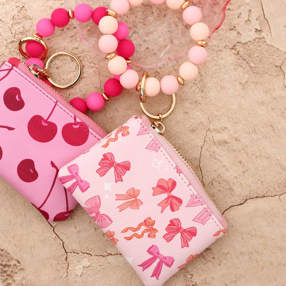 Leather Card Coin Purse Wristlet Keychain Bag_CUAB00435