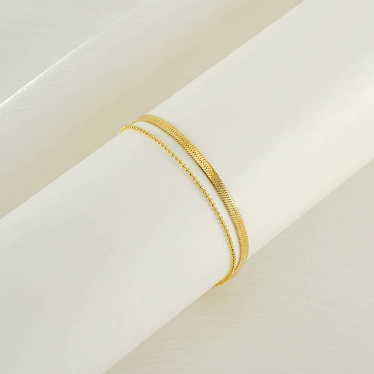 CWAJE1953_Simple Charm Double Layered Ankle Bracelet