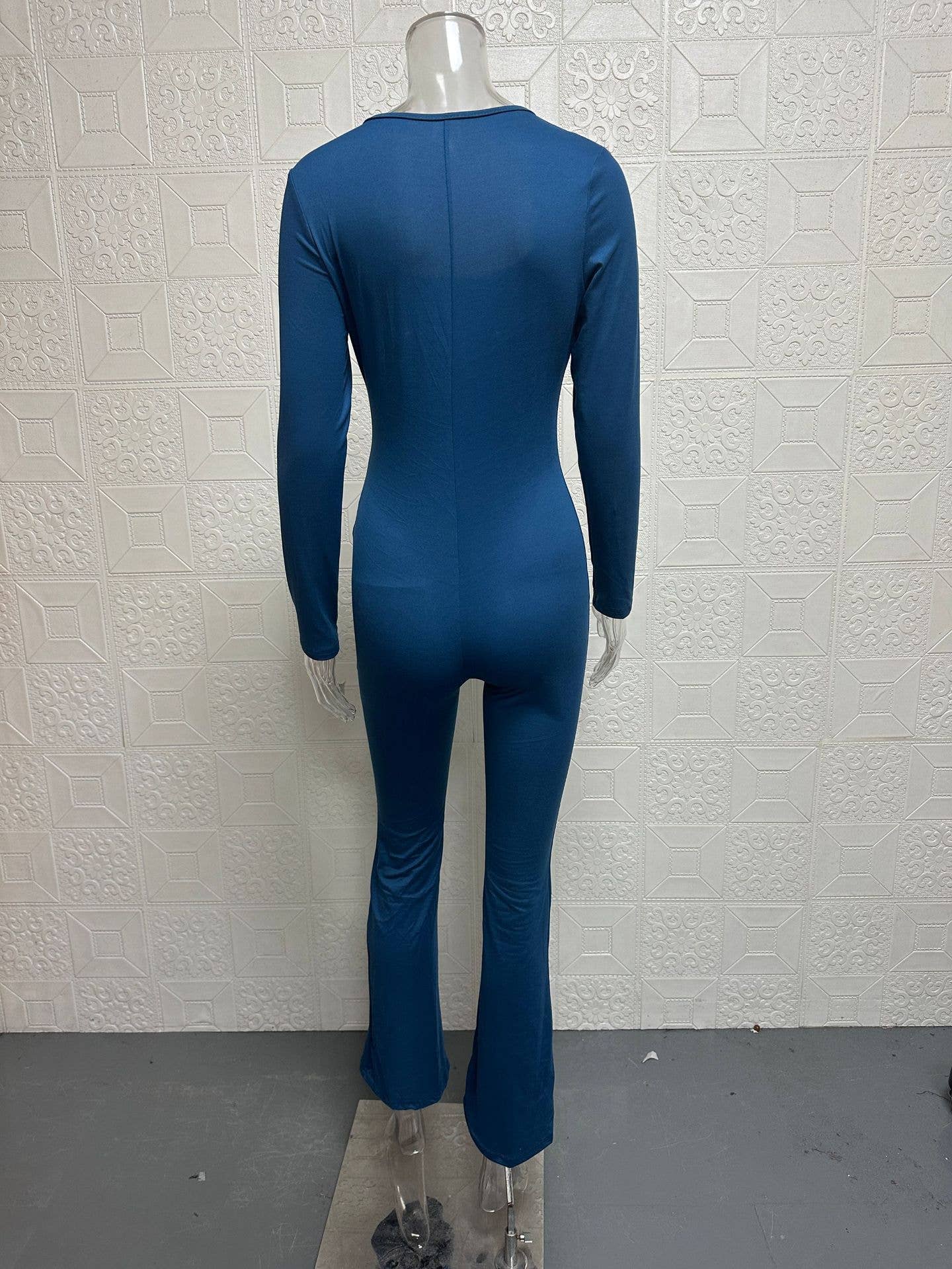 Lift hip square neck wide leg high jump jumpsuit