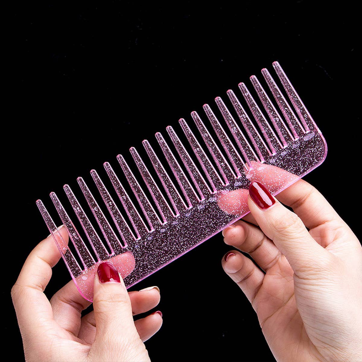 TRANSPARENT FINE-TOOTHED COLORFUL GLITTER COMB