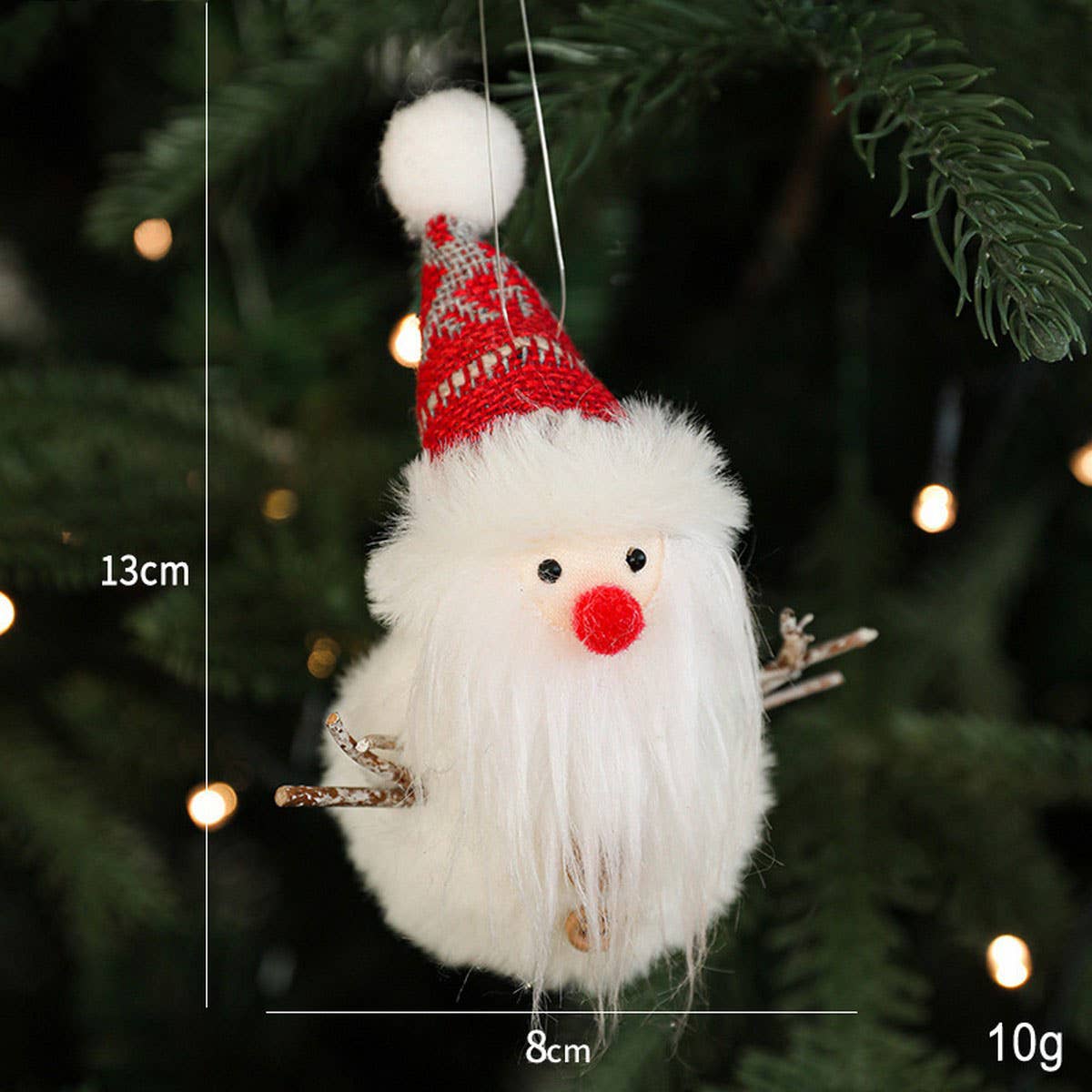 Red White Plush Snowman Christmas Tree Ornament_CWMM9675