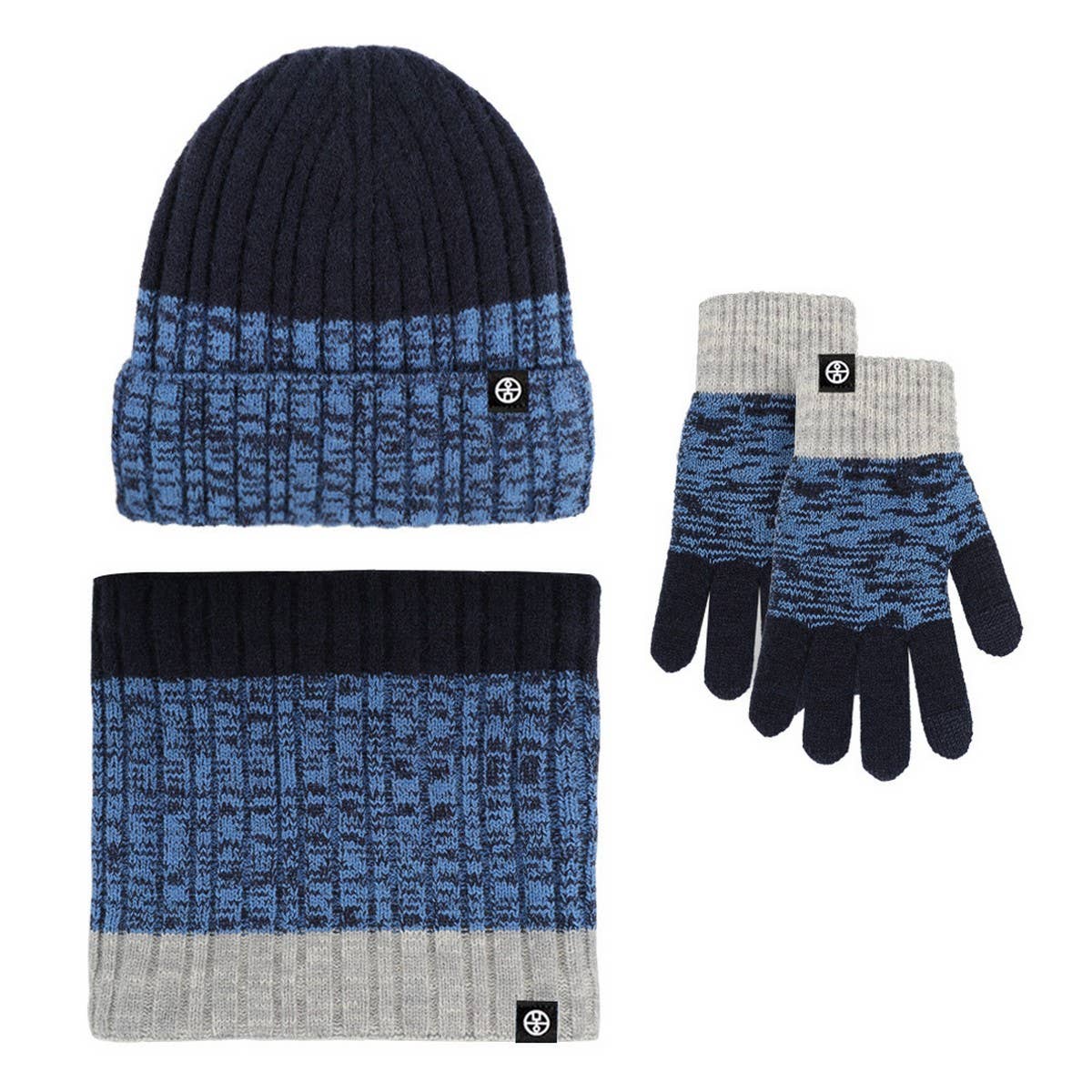 NEW KNITTED HAT, SCARF AND GLOVES THREE-PIECE SET