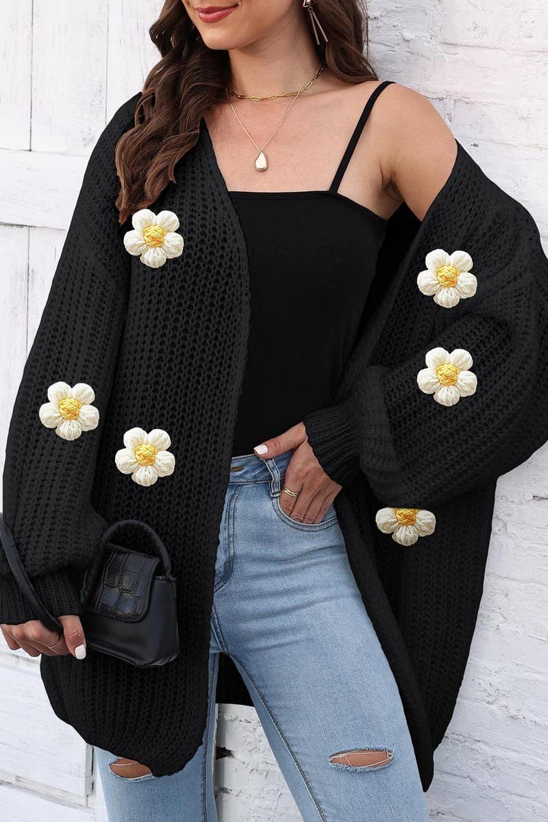 CWOSWL07391_WOMEN CHUNKY KNIT LOOSE FIT CARDIGAN SWEATER