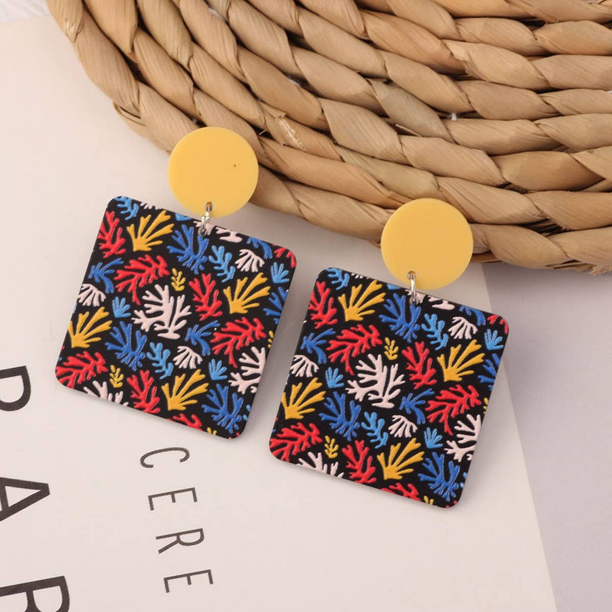 SWEET GIRL COLORFUL FLOWER ACRYLIC EARRINGS