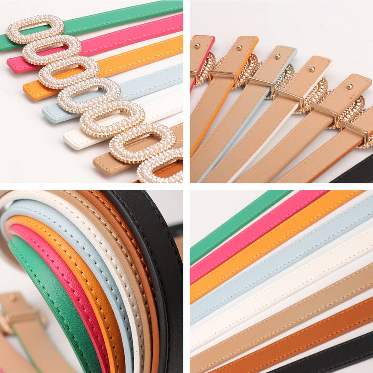 CLASSIC VINTAGE RHINESTONE PEARL BUCKLE BELT_CWABE0389