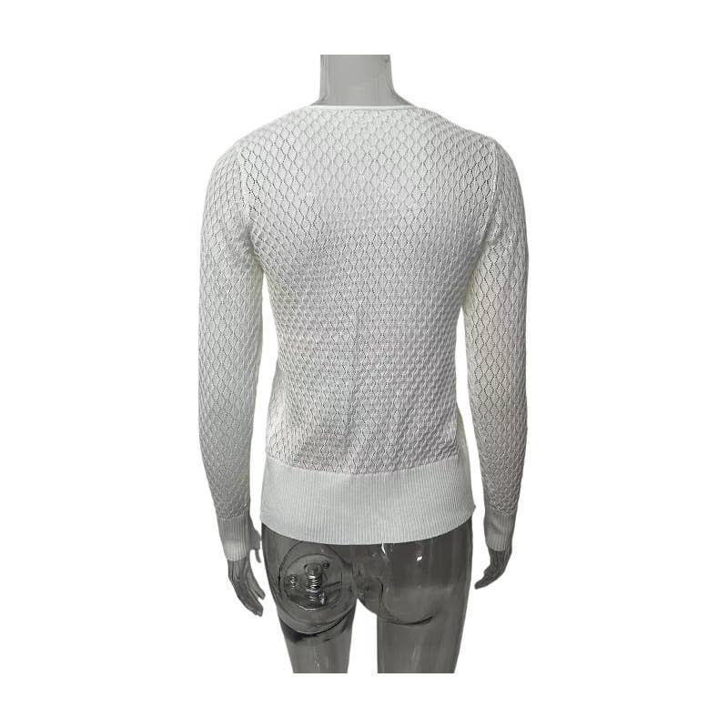 Lace-up cutouts long-sleeved knitted cardigan