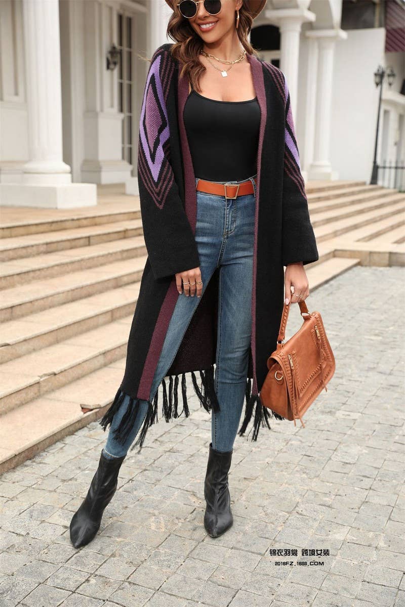 CWOCAL0927_FRINGED MID-LENGTH KNITTED SWEATER COAT