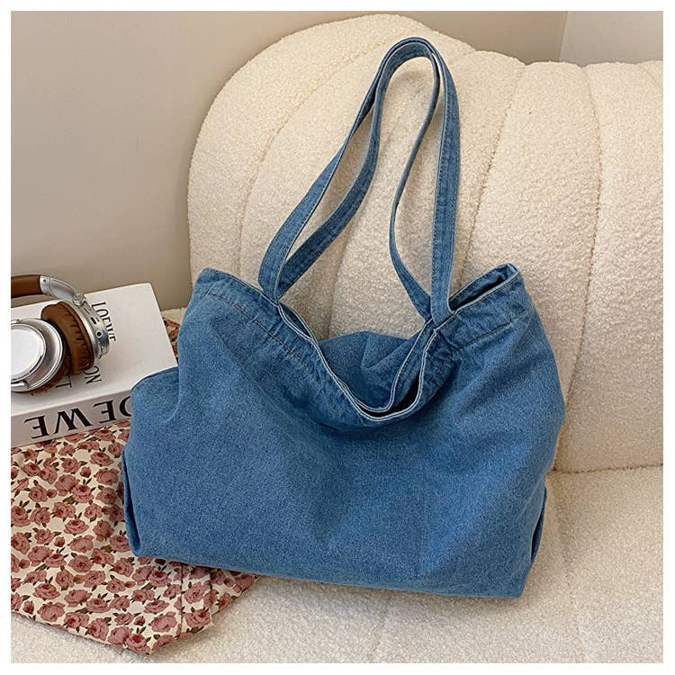 Casual denim single-shoulder underarm bag