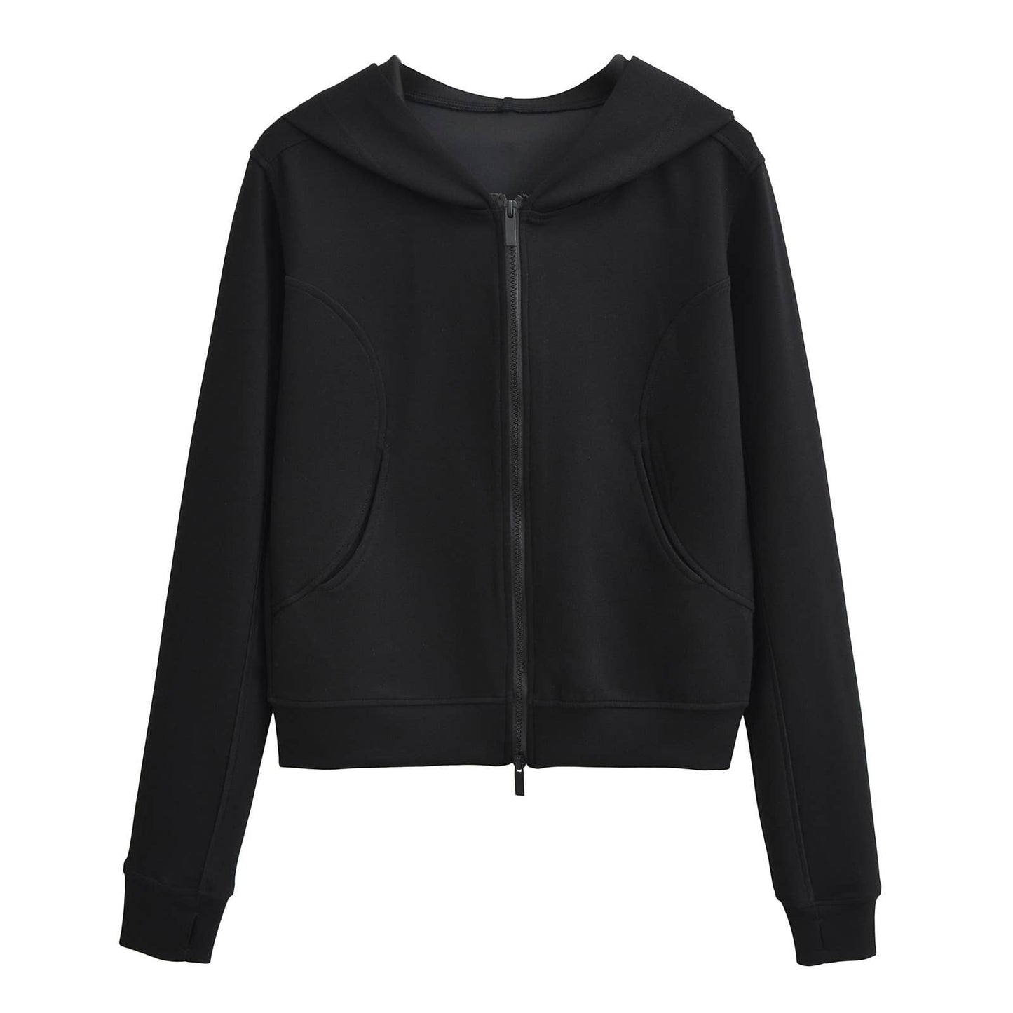 Hooded long-sleeved fitted hoodie jacket