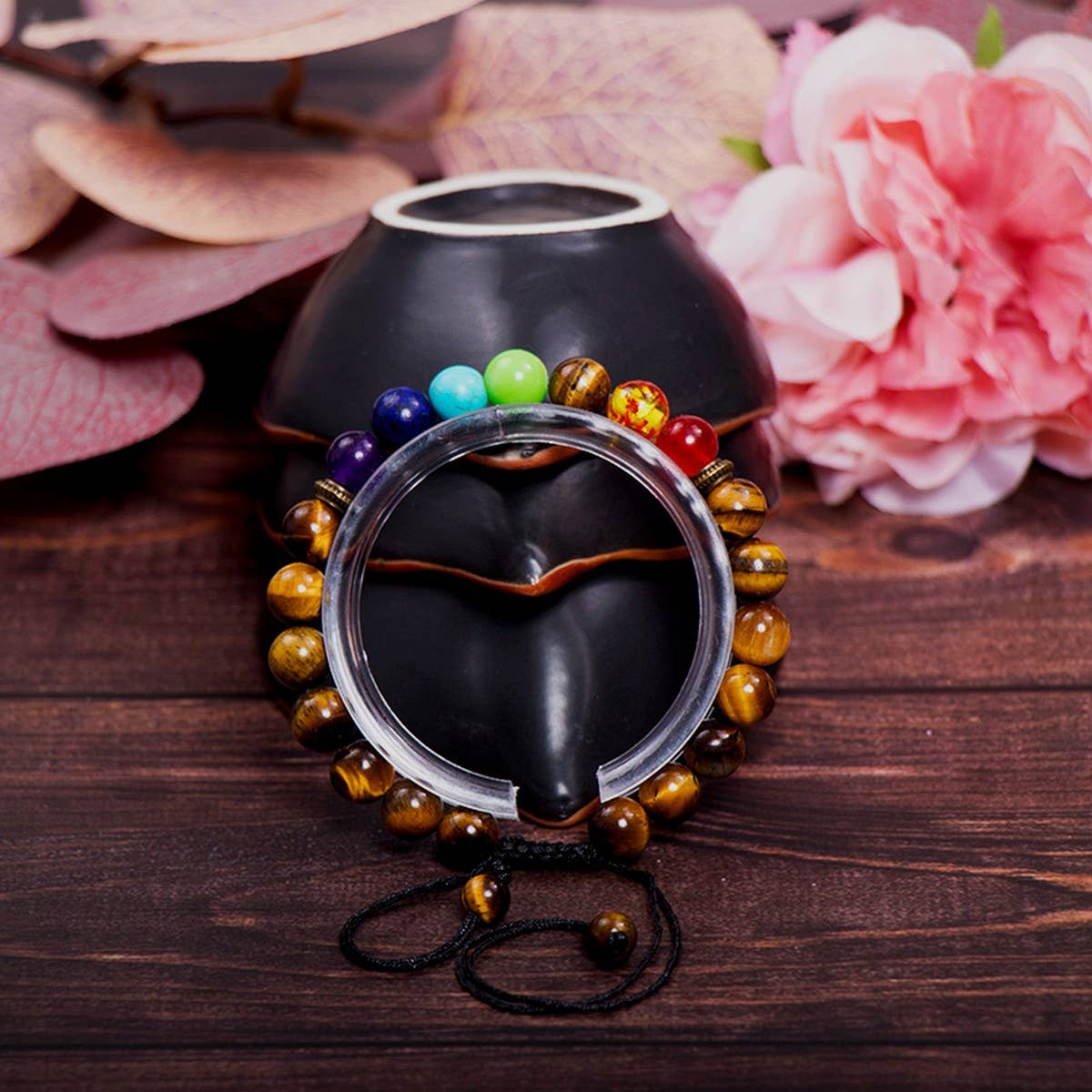 TIGER EYE COLORFUL FROSTED STONE BRACELET