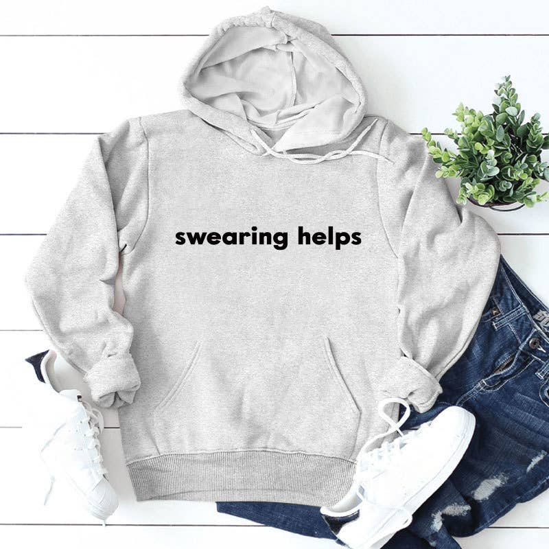 Swearing helps printed thickened warm hoodie