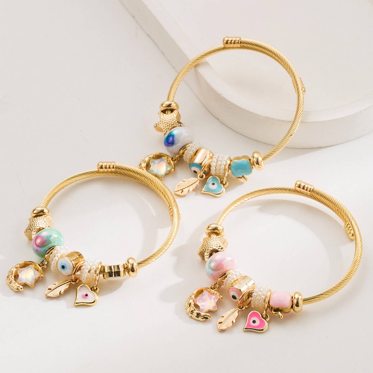 DIY Stylish Stainless Steel Star & Moon Bracelet