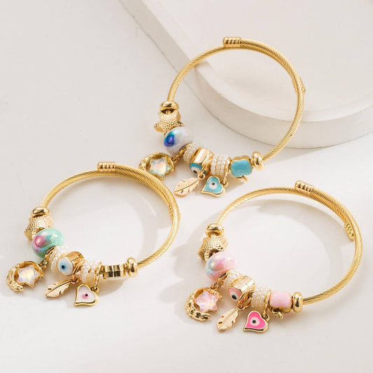 DIY Stylish Stainless Steel Star & Moon Bracelet