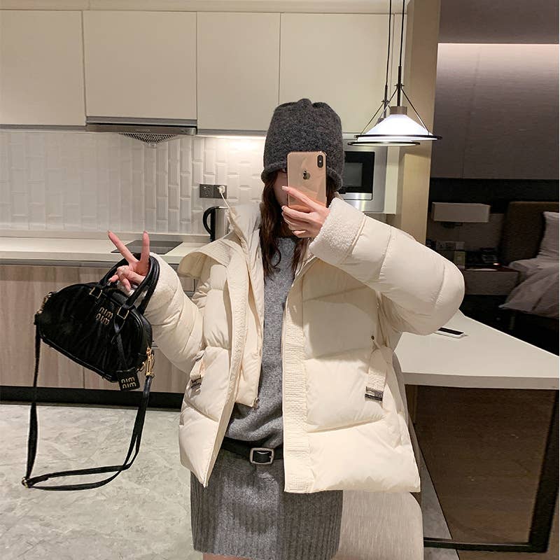 Thickened fleece patchwork cotton-padded jacket