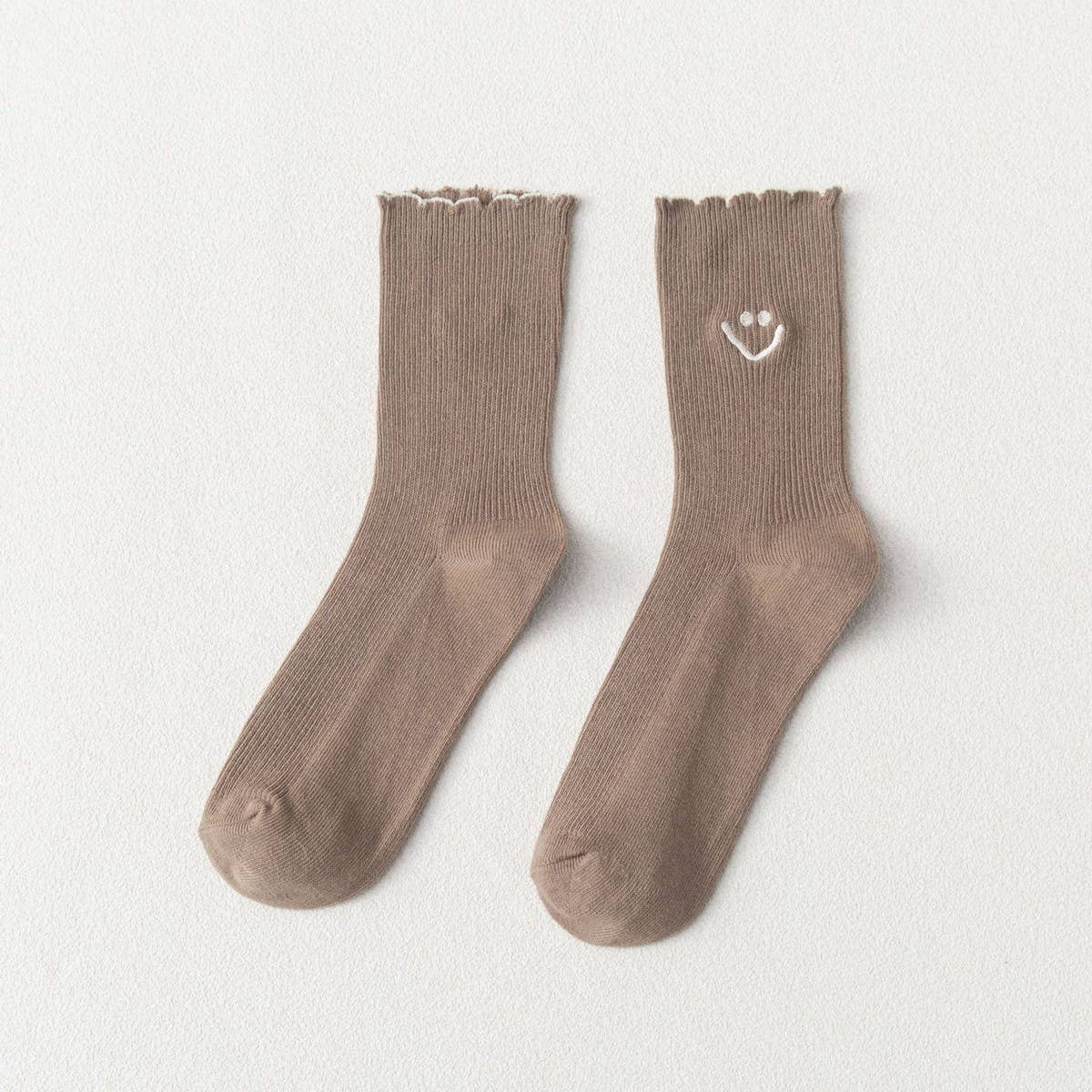 NEW STYLE CARTOON SMILEY FACE EMBROIDERED SOCKS_CWMS1406