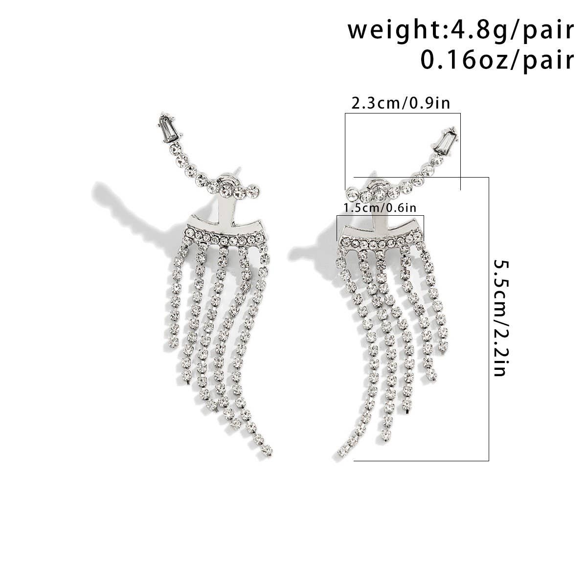 FRENCH STYLE TASSEL RHINESTONE EARRINGS