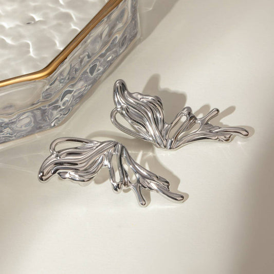 STAINLESS STEEL SWEET GOTHIC 3D BUTTERFLY EARRINGS_CWASC1688