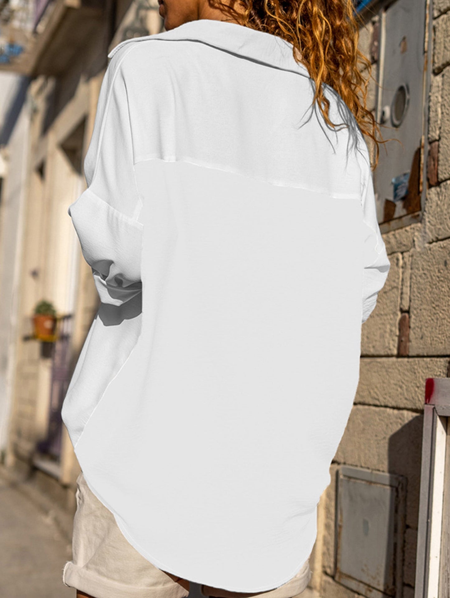 Casual versatile color-block long-sleeved shirt