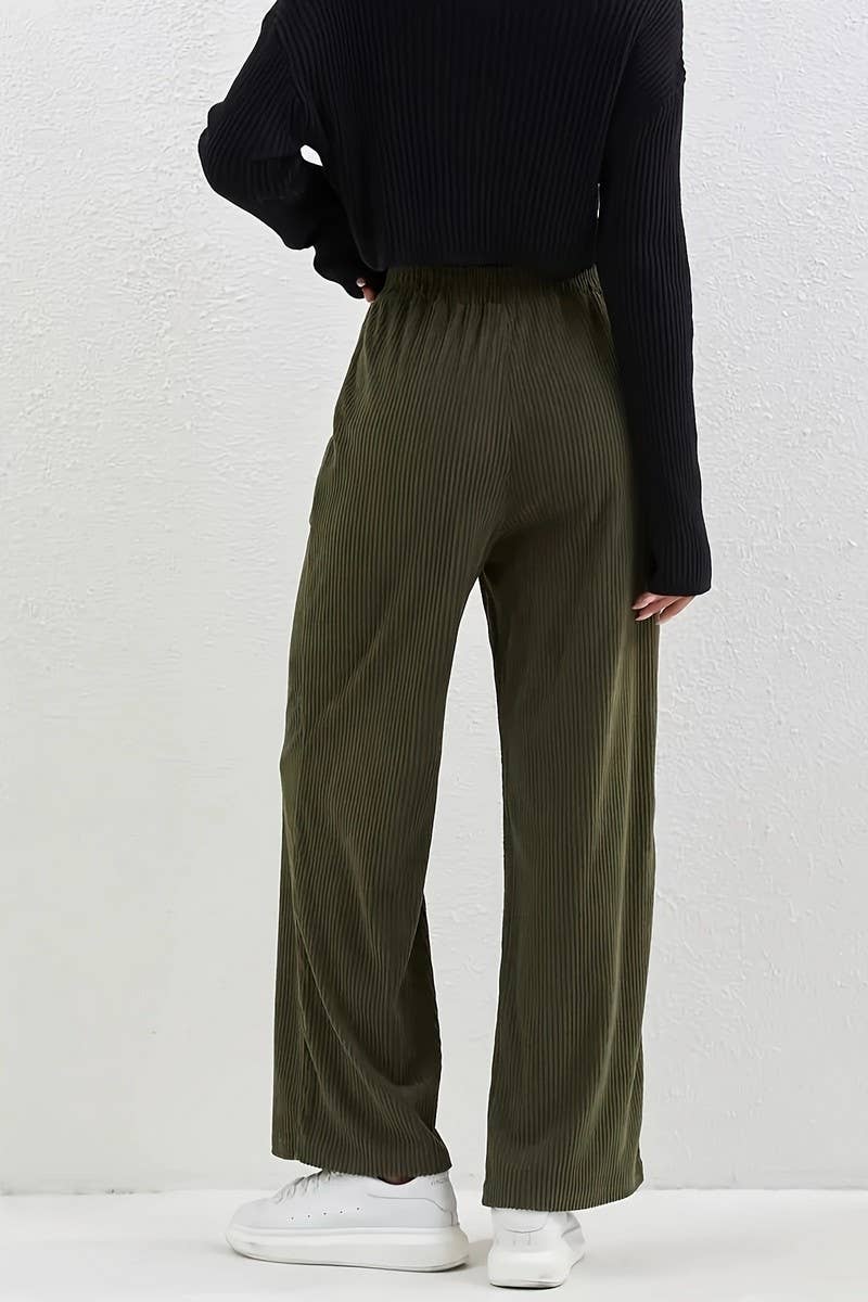 CWBLP1119_CORDUROY ELASTIC WAIST STRAIGHT TROUSERS