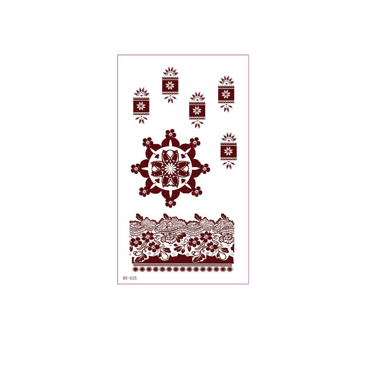 Realistic Brown Henna Tattoo Stickers Waterproof_CWMM8347