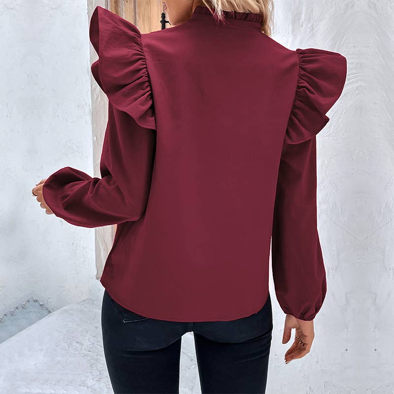 SOLID COLOR LOOSE DESIGN SHIRT FOR WOMEN