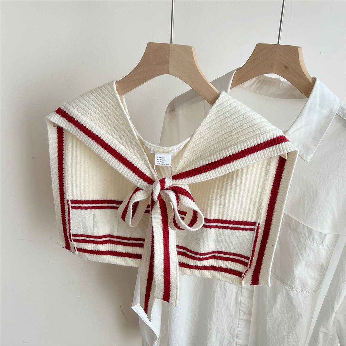 Knit Knot Shawl ? Striped Collar Wrap for Women