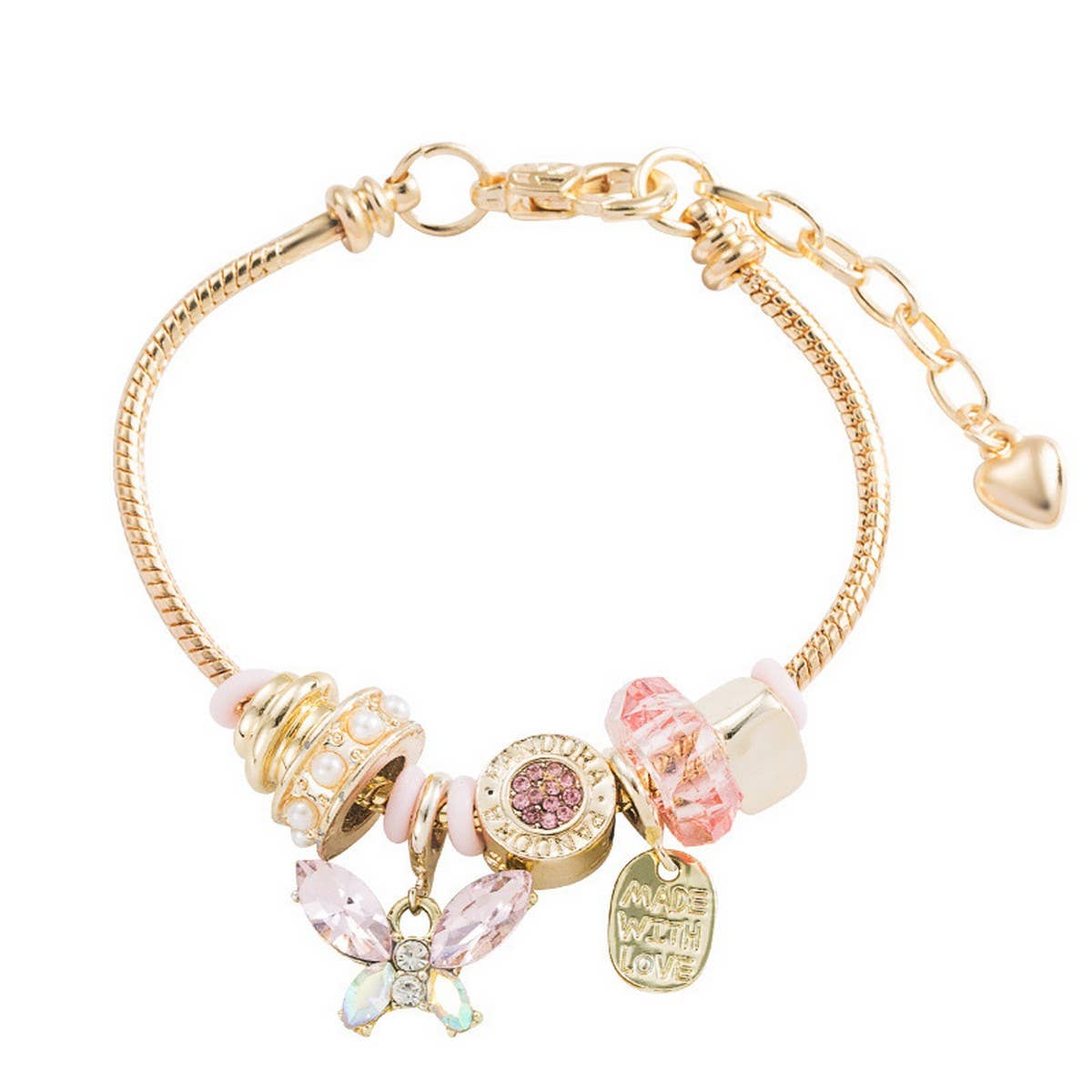 Elegant Butterfly Crystal Beaded Steel Bracelet