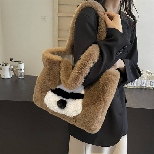 WINTER CUTE CASUAL HANDBAG SHOULDER PLUSH BAG_CWAB3939