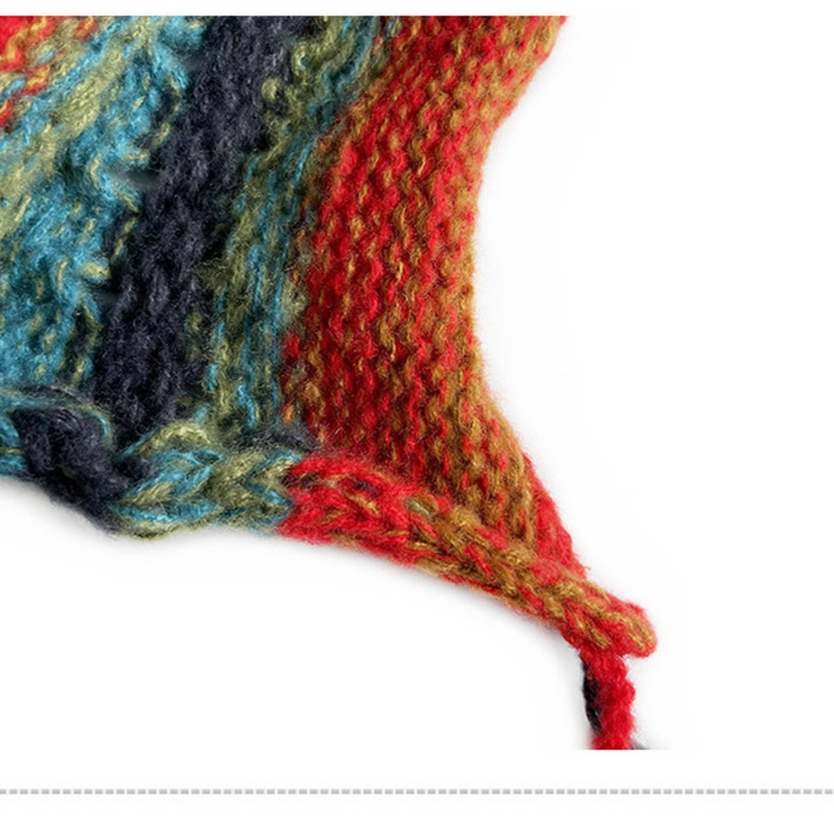 COLORFUL BALL EARFLAP LACE-UP TASSEL KNITTED HAT_CWAH2061