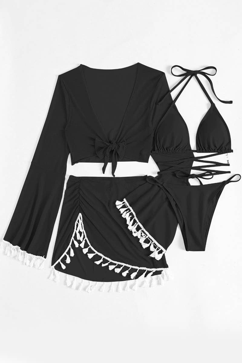 CWMW0740_FRINGE COVER-UP MESH MINISKIRT SWIMSUIT