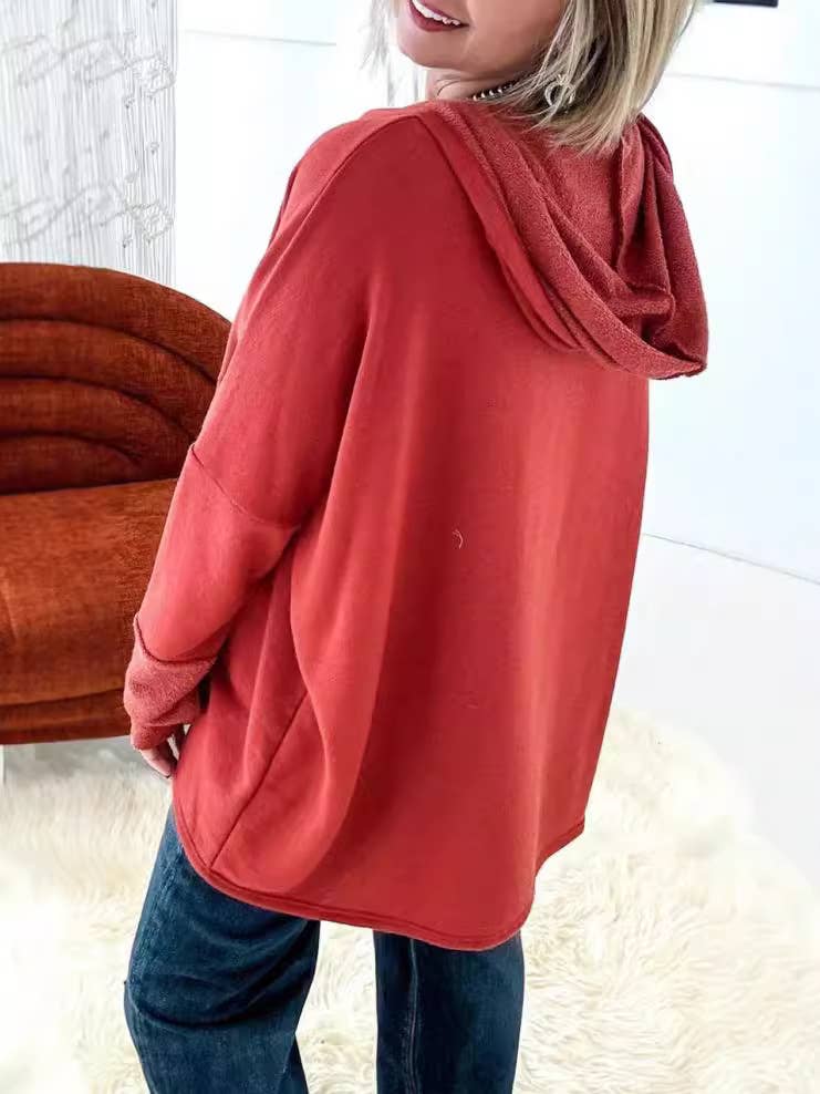 HOODED LOOSE SINGLE-BREASTED HOODIE