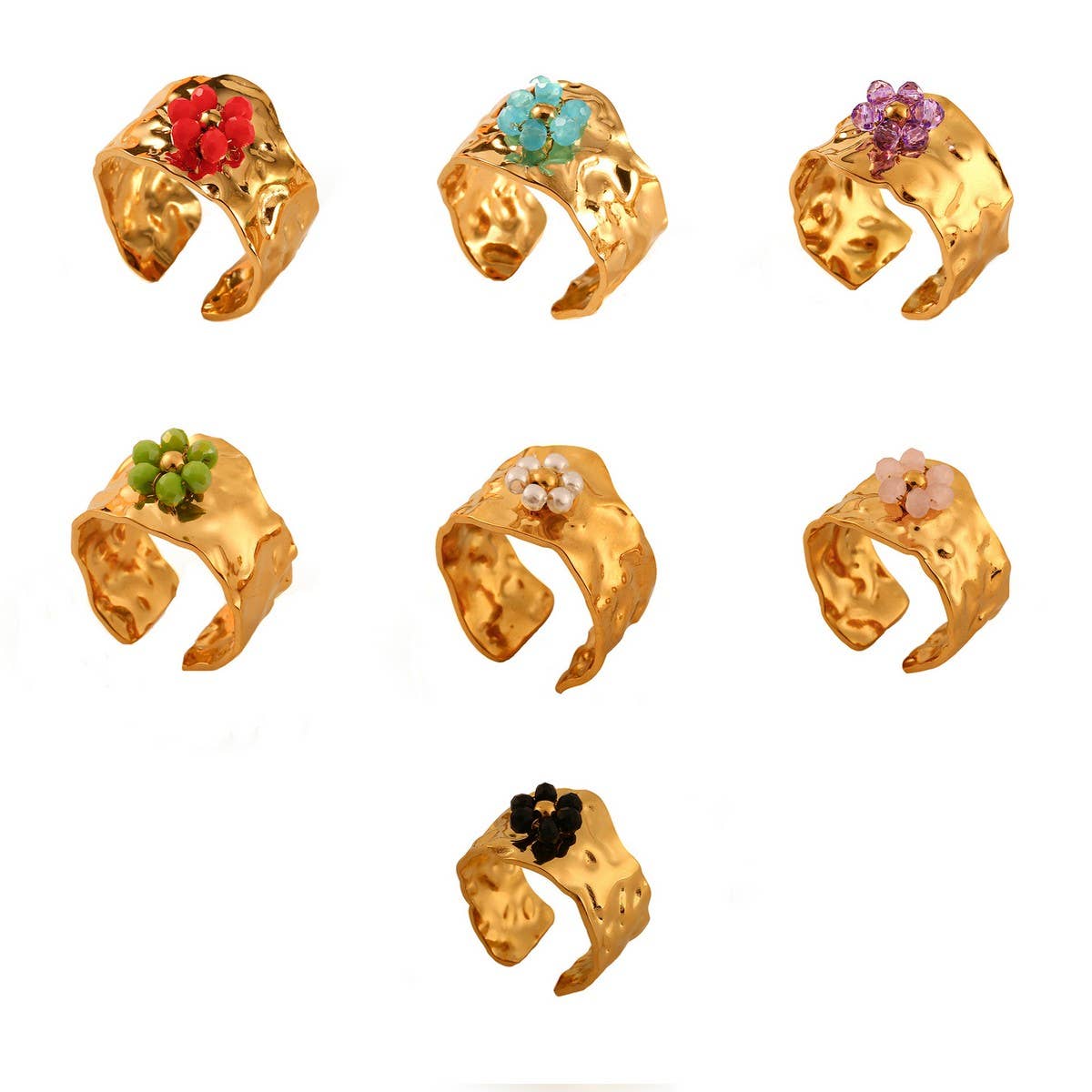 18K Stainless Steel Open Ring with Flower Design_CWMM8938