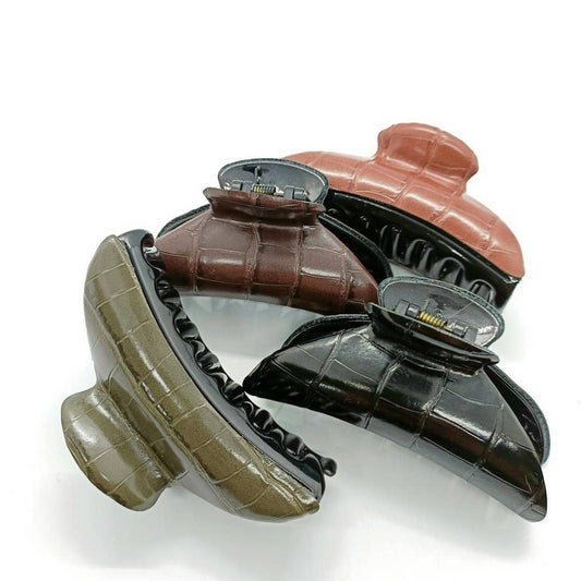 Vintage-Style Croc PU Hair Claw for Ponytail