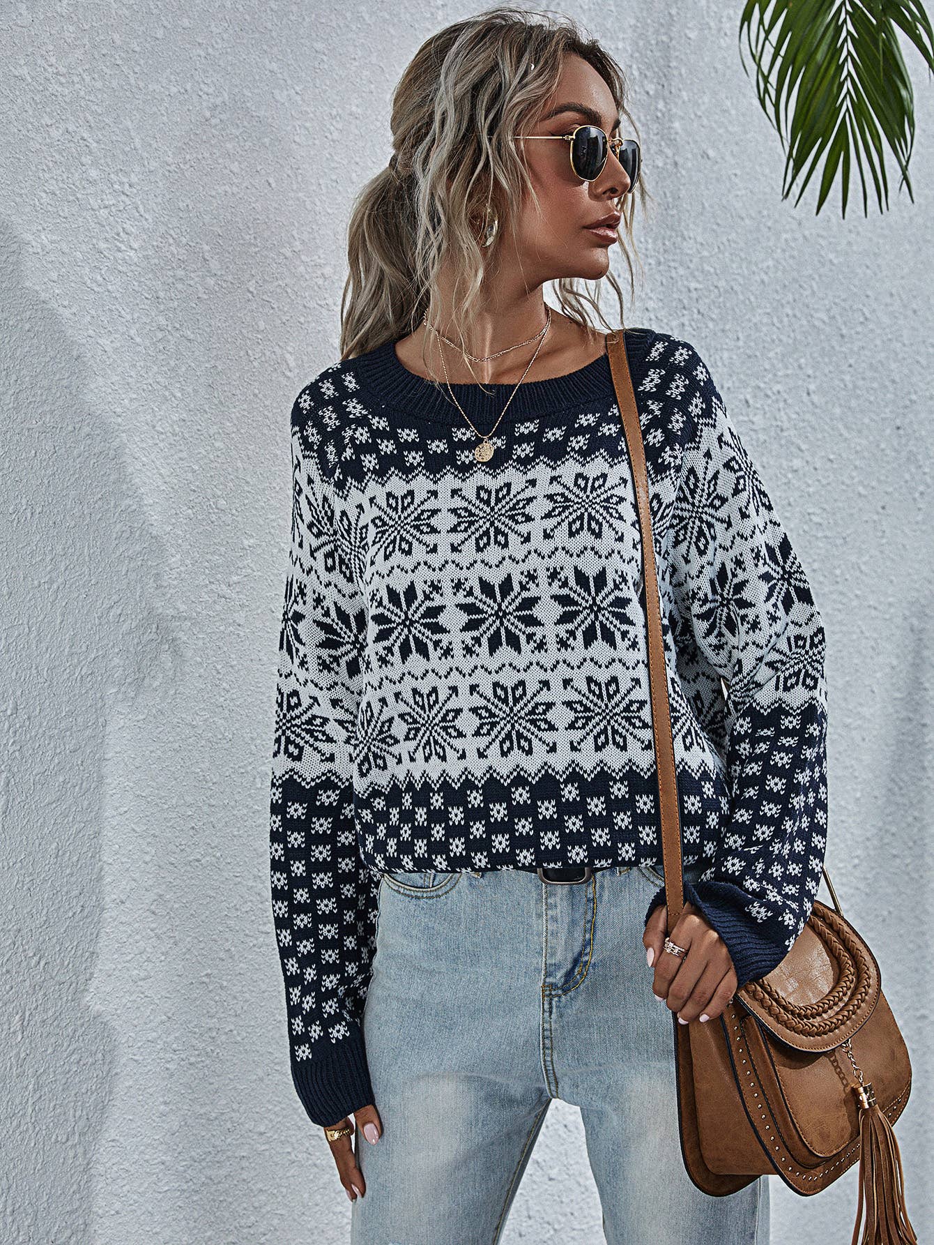 KNIT CHRISTMAS LONG-SLEEVED TURTLENECK SWEATER