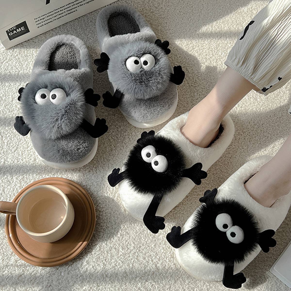 WOMEN COAL BALL HOME SHOES PLUSH WARM SLIPPERS