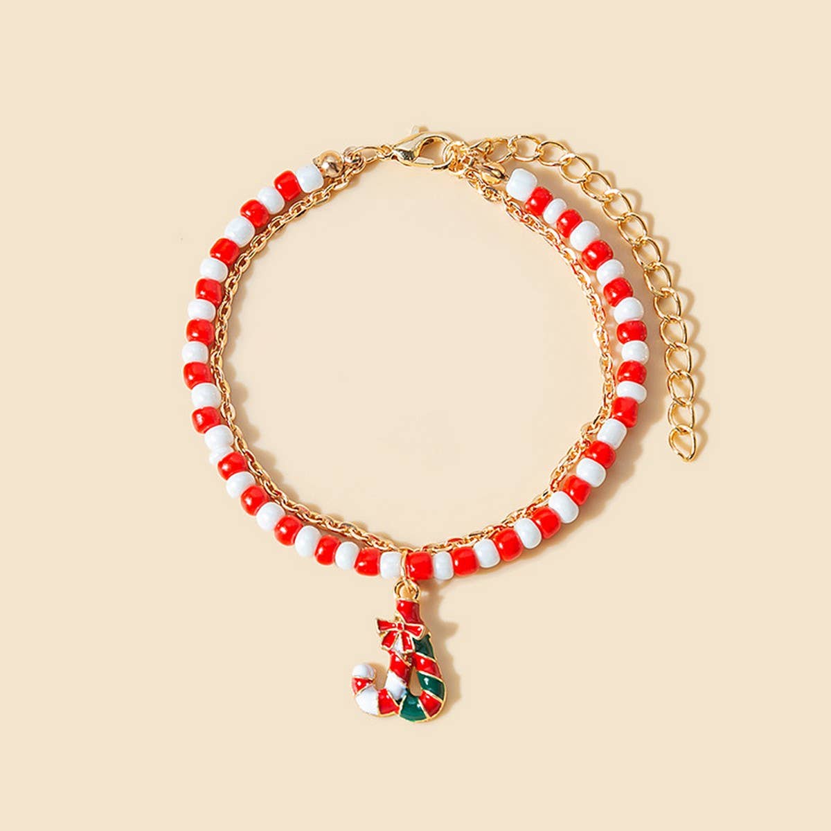 CHRISTMAS COLORBLOCK HANDMADE BEADED BRACELET