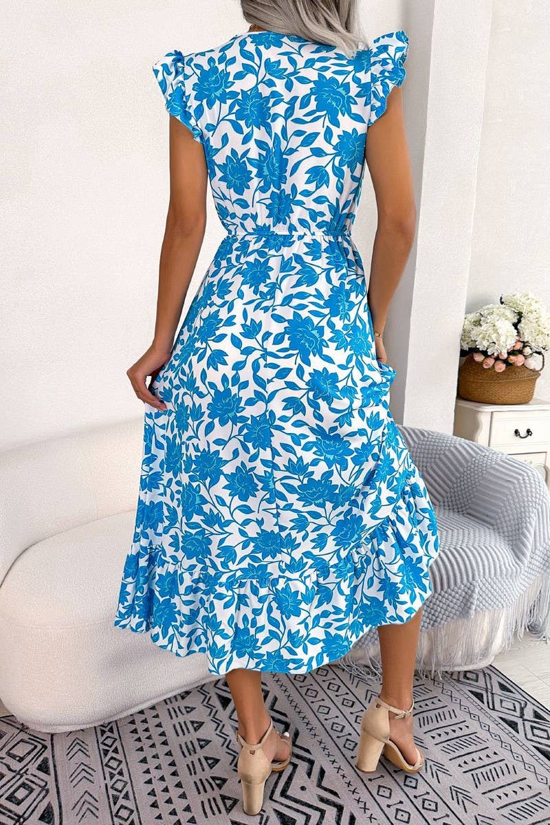 LEISURE FLOWER WAIST HOLIDAY DRESS_CWDSD2521