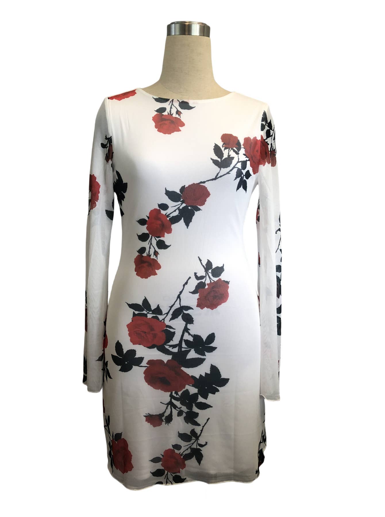 Sexy floral backless tulle flared sleeve dress